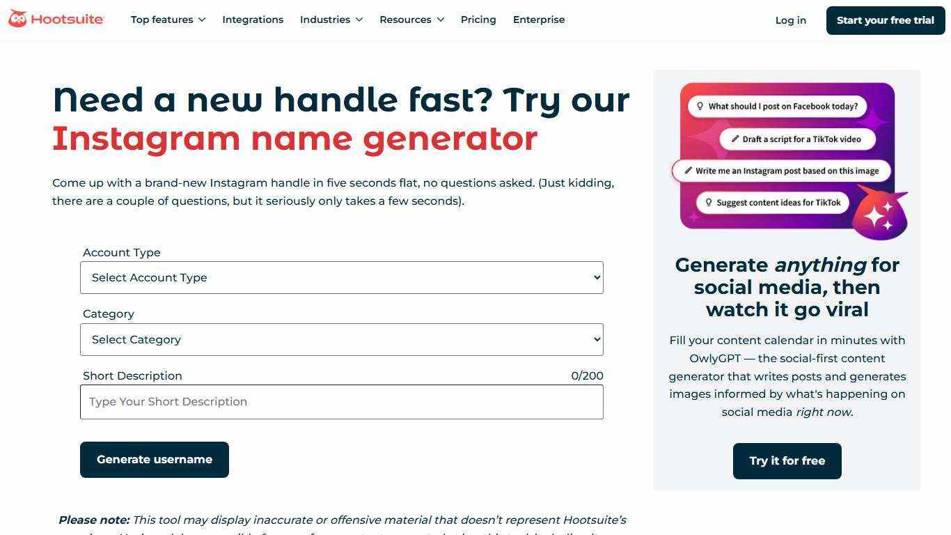 Instagram Name Generator | Generate Instagram Handle Ideas